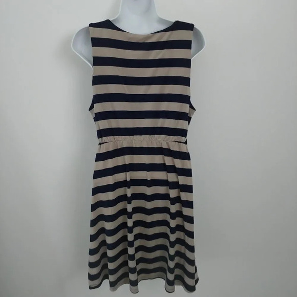 Twik Midi Sleeveless Dress, Stripes, Navy/Tan, L - Picture 4 of 6